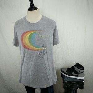 Retro Graphic "ALC Costa Rica Summer '66" Surf Rainbow Grey Tee Shirt Size Large